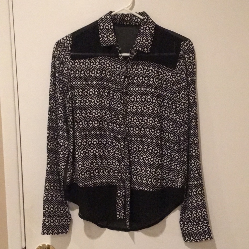 Vans black and white button up blouse